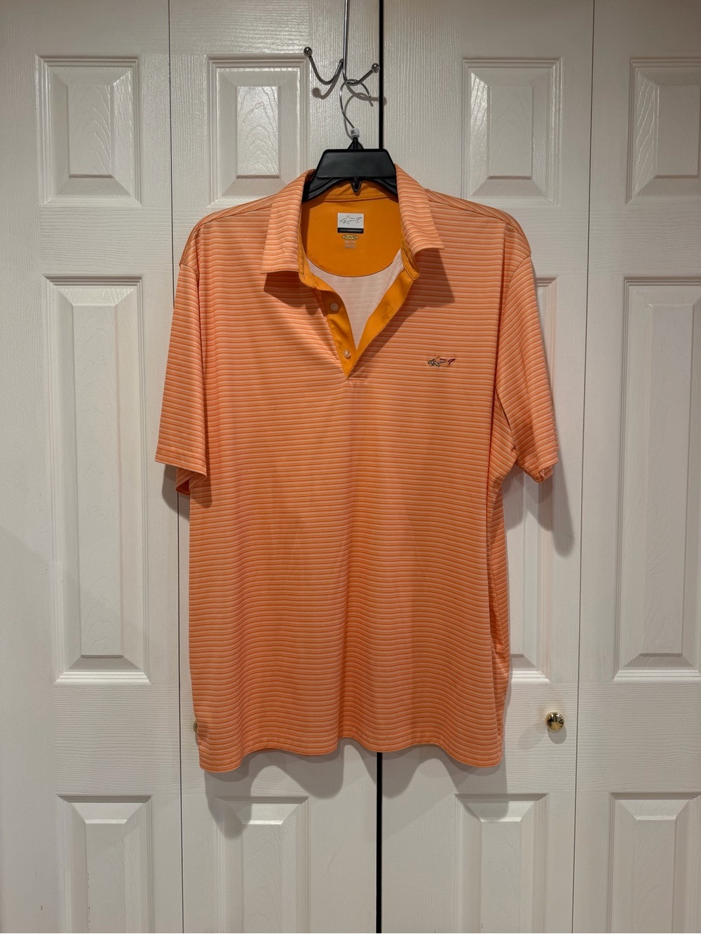 Greg Norman Collection Orange Striped Polo